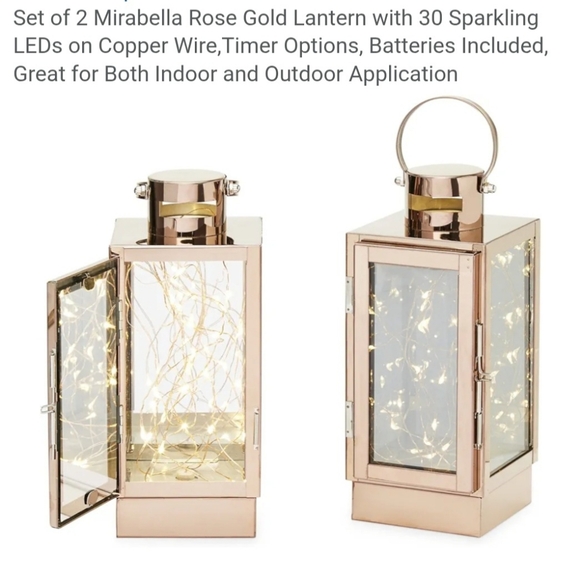 Other - Rose Gold LED Lantern Set X 2. New